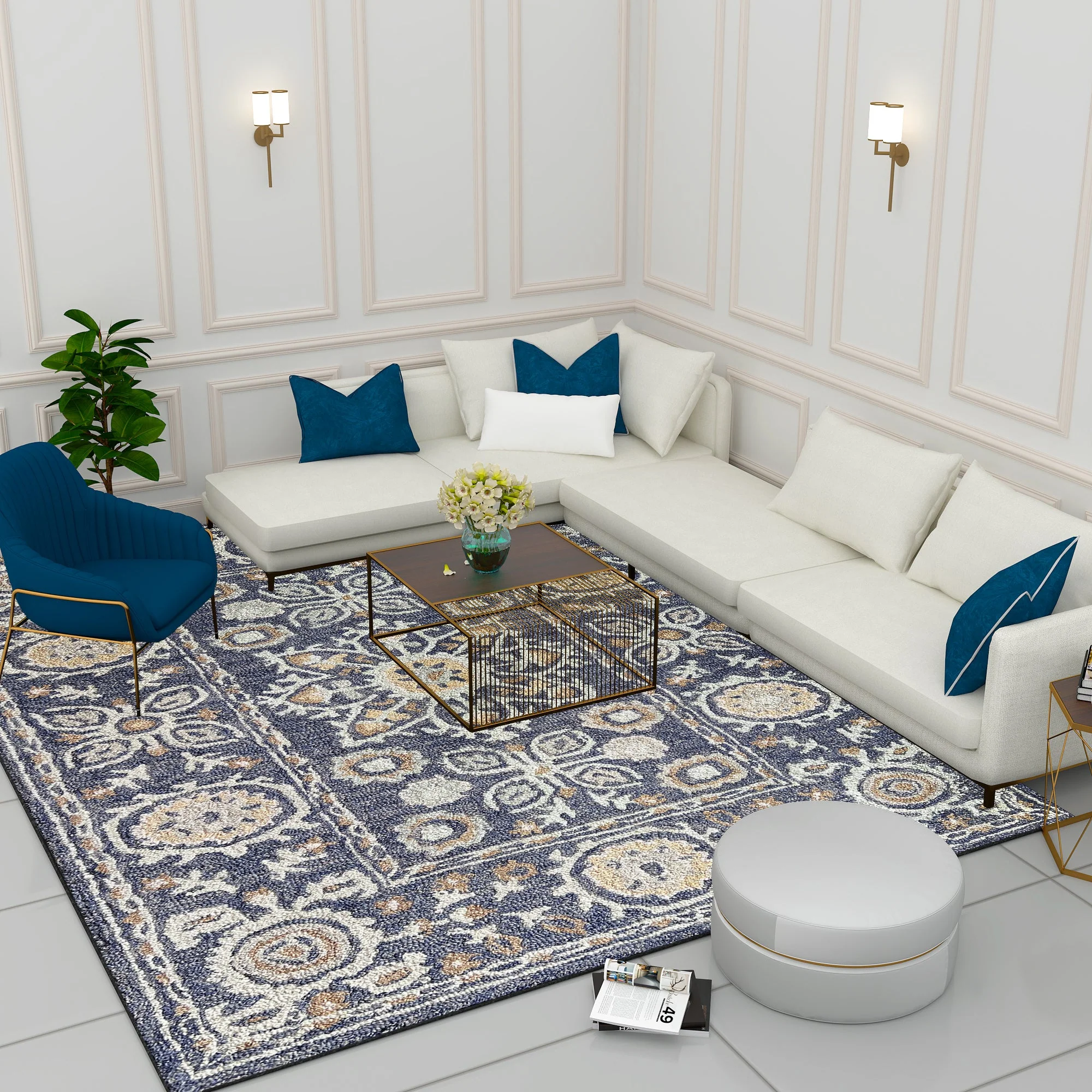 Nomadic style rectangular rug