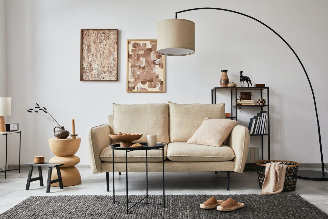 Elegant living room with neutral decor