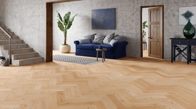 Modern parquet wood flooring layout